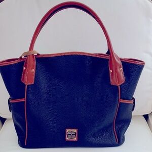 Large & Luxurious Dooney & Bourke Pebble Leather Tote Midnight Blue